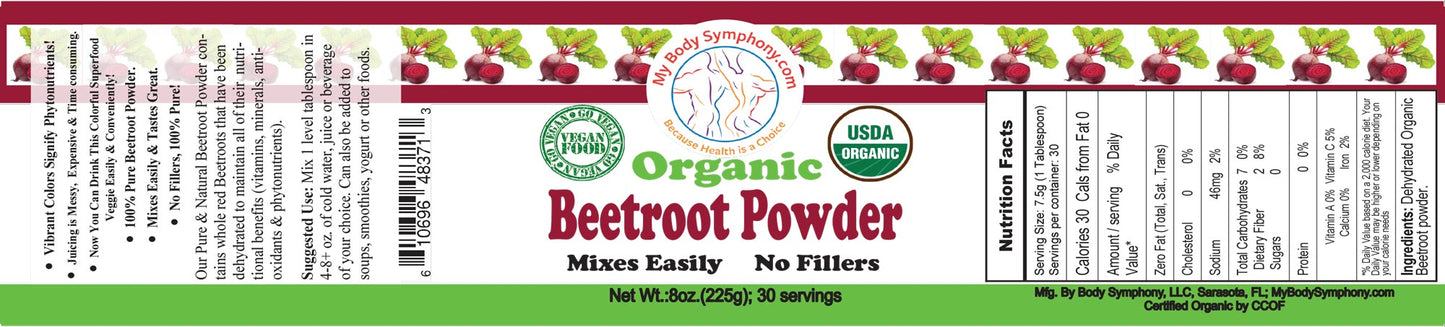 Beet Root Powder - Organic | Ingredients Label