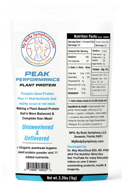 Peak Performance Plant Protein | Unsweetened-Unflavored | Paleo, Vegan, Gluten-Free