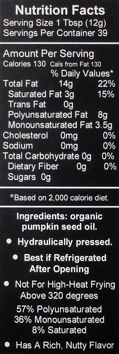 Organic Cold Pressed Pumpkin Seed Oil