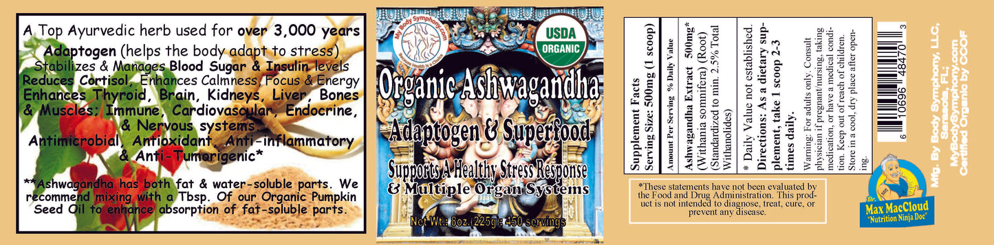 Organic Ashwagandha Powder 8oz - A Top Ayurvedic Adaptogen