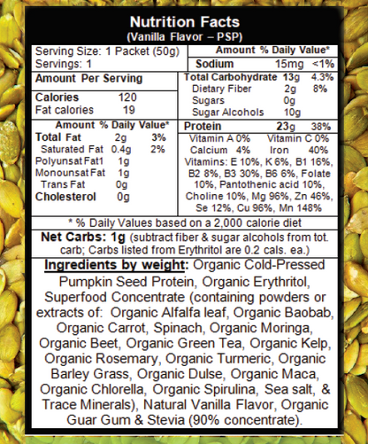 Organic Pumpkin Seed Protein Powder | 10 Single Serving Packets