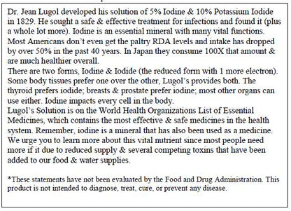 Lugol's Iodine Solution 2.2% | 2oz dropper bottle